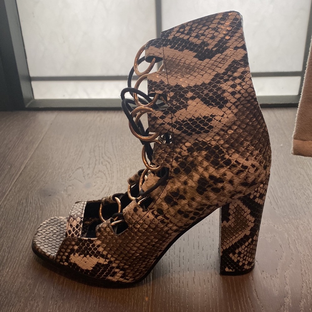Snakeskin Lace Up Heels